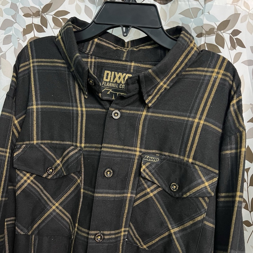 Dixxon Flannel Co. 4WP Black/Yellow Plaid Flannel Button-Up Shirt Men's XL